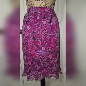 Vintage Y2K Sunny Leigh Purple Floral Ruffle Skirt